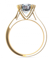 Anillo de Compromiso de Diamante 1/2 qt con Grapas Dobles en Oro Amarillo 14k
