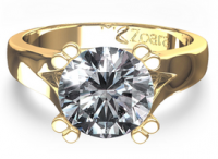 Anillo de Compromiso de Diamante 1/2 qt con Grapas Dobles en Oro Amarillo 14k