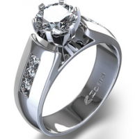 Anillo con Diamantes Redondos y Canales de 3/8qt. en Oro Blanco de 14k