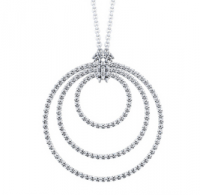 3/4 quilates diamante tachonado Concentric Circles Collar en Oro blanco de 14k